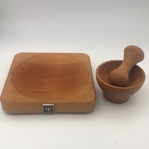 Small Wooden Mortar & Pestle & Wüsthof Wooden Mincing/Cutting Board